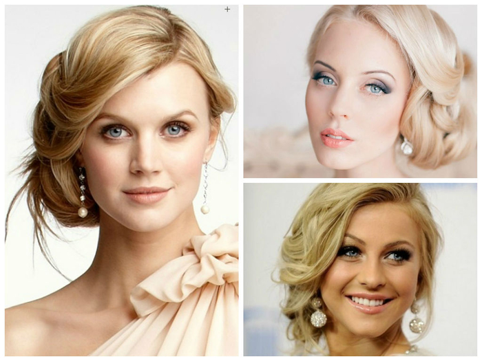 three blonde bridesmaid hair, irregular hair