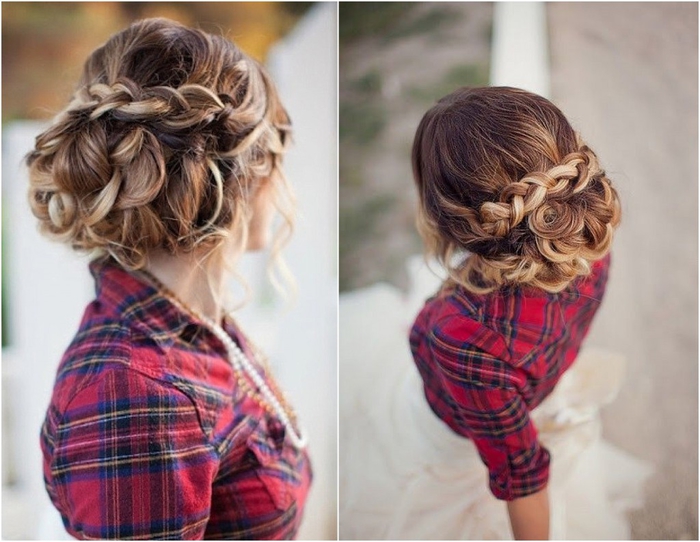 casual hairstyle, braided with the Ombre Look of a country house wedding hairstyle