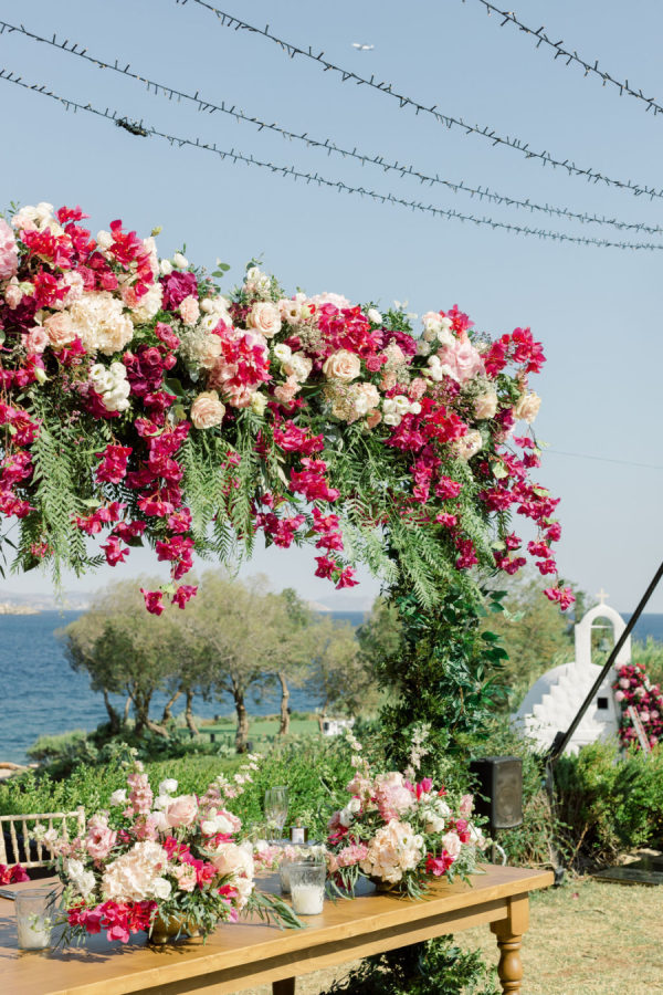 Bright Fuchsia Blooms and a Supermoon Made for One Epic Greek Wedding!