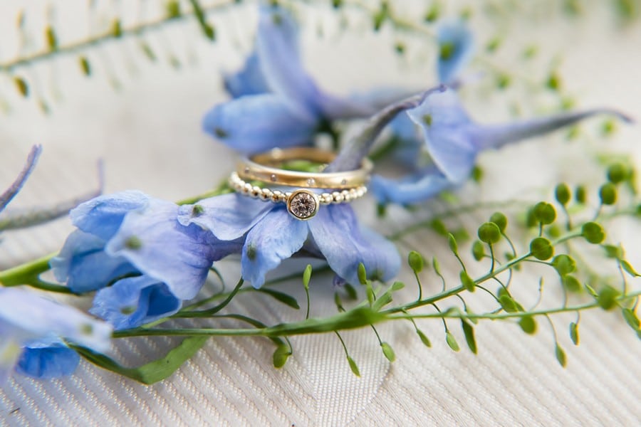 Classic engagement ring with solitaire in white gold with beads and ring of Gold, of goldsmith, Judith Lorenz (Skusa jewelry stories) from Munich