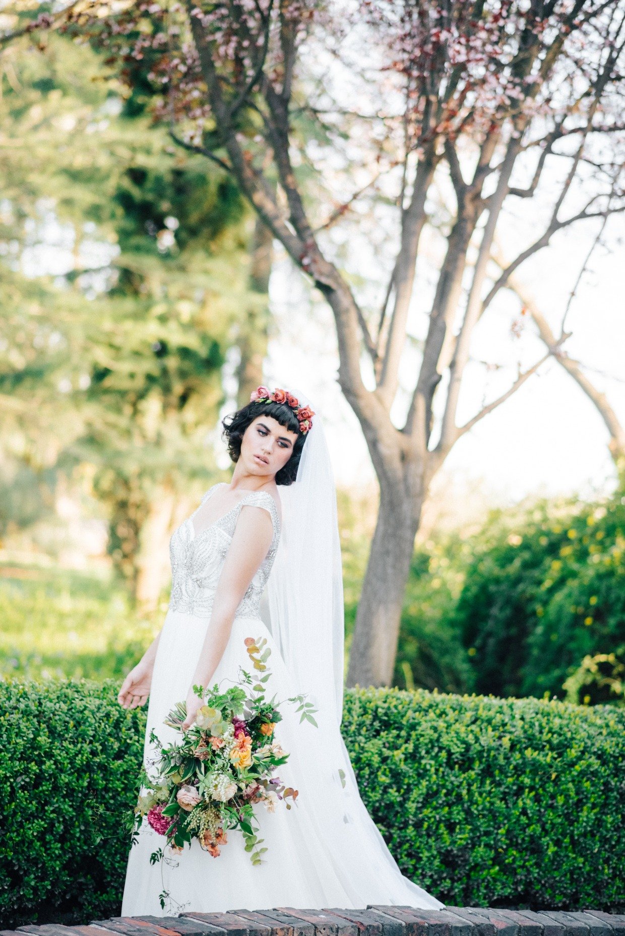 Romantic moody floral bridal fashion