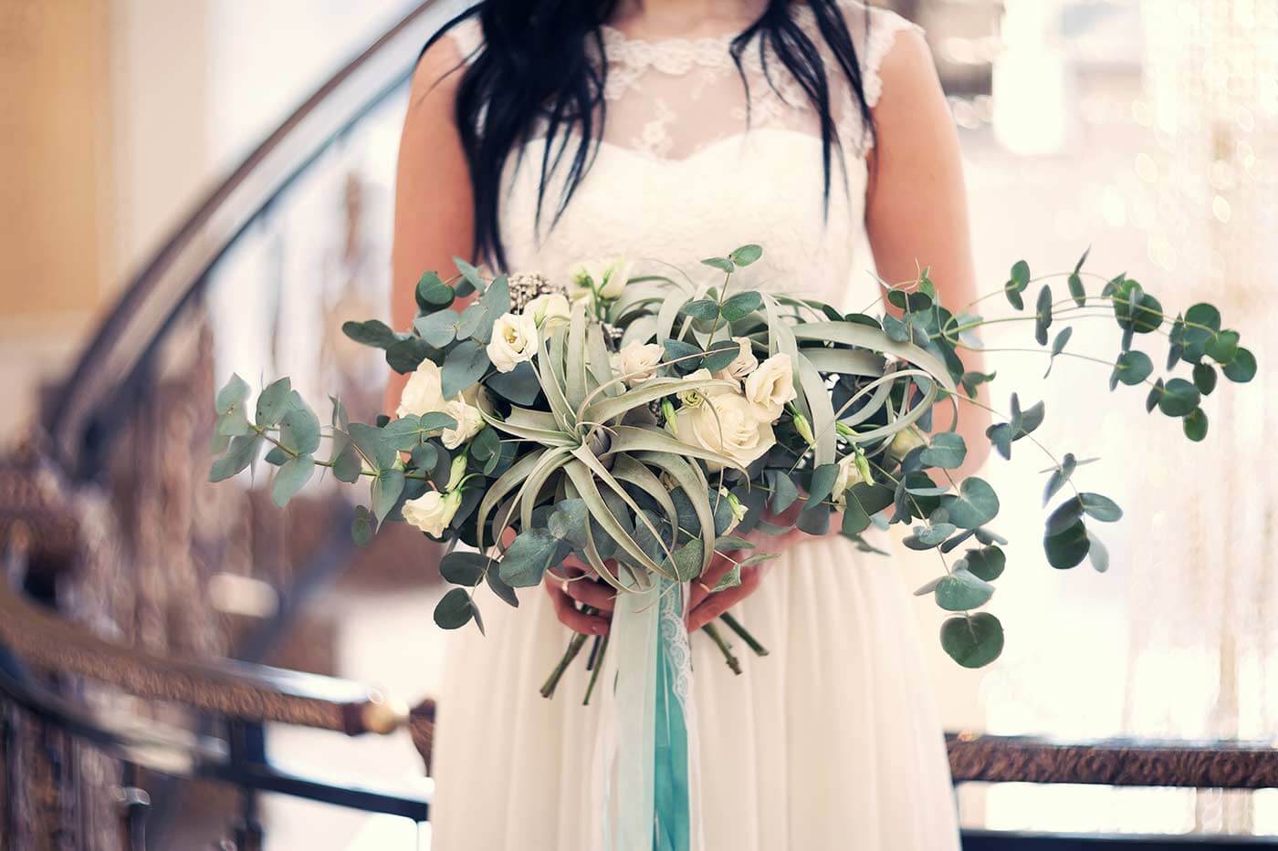 Bridal bouquet with eucalyptus