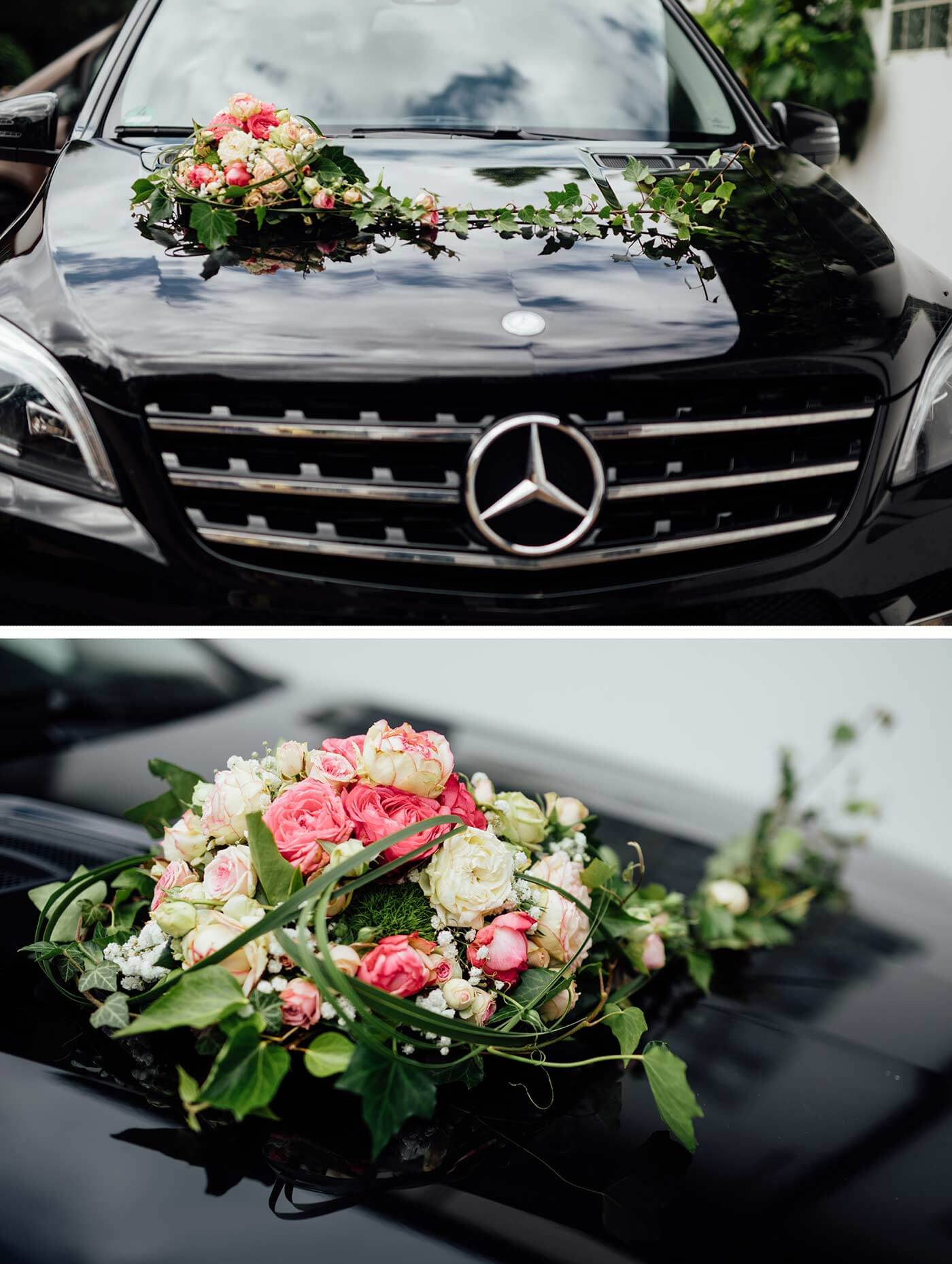 Flower wreath for the car