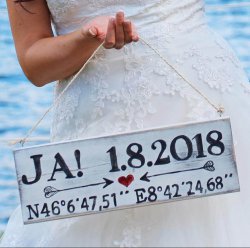 Wedding sign vintage sign with coordinates