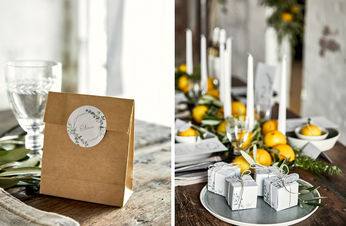 Wedding decor trend 2023: gift boxes and bags for guest gifts