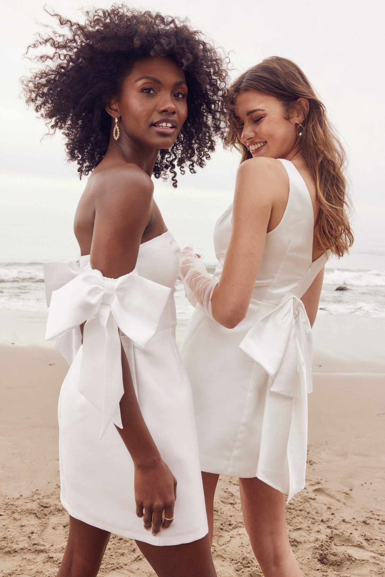 affordable little white dresses with bows from Lulus