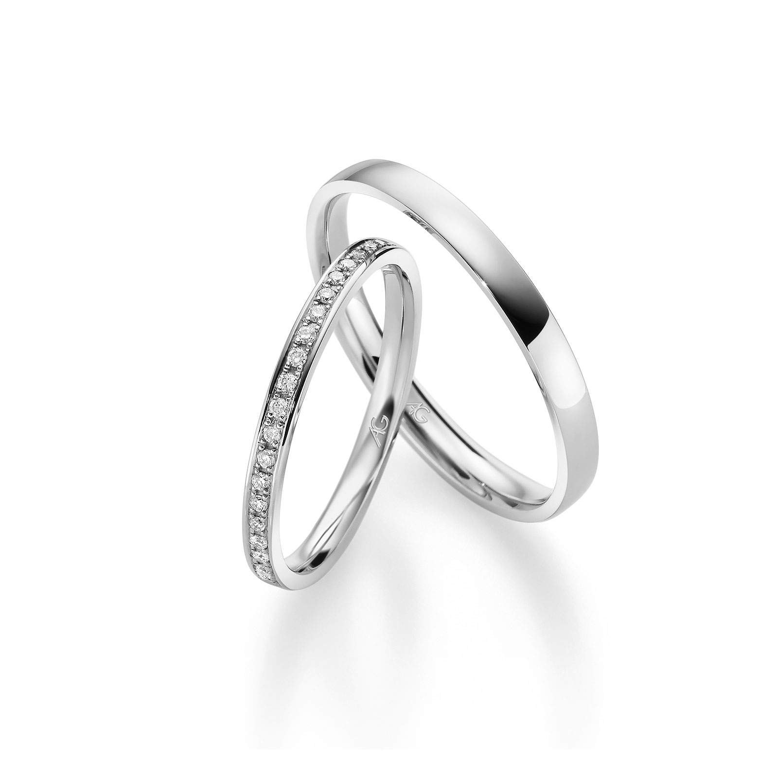 Modern wedding bands with diamonds