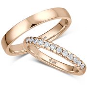 Wedding rings in rose gold with flawless diamonds