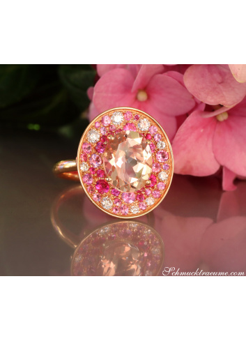 Morganite Ring with Pink sapphire and diamonds