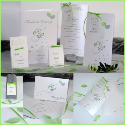 Elegant wedding stationery with a fantastic Design in green.