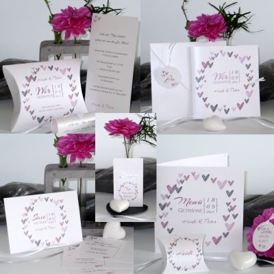 Modern and stylish wedding cards and decoration in Pink