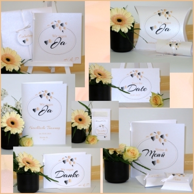 Wedding stationery with the trend color of apricot and modern sheets