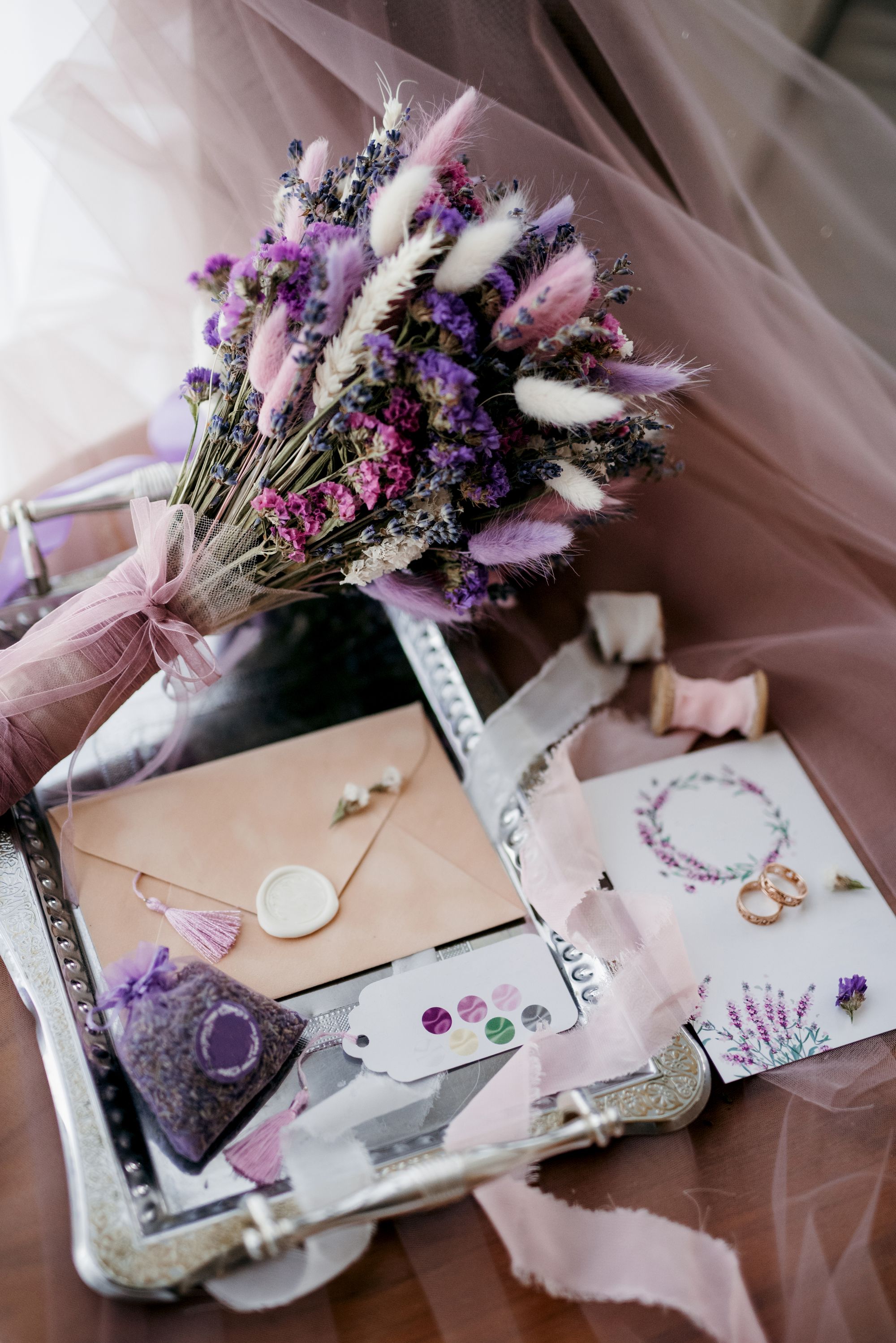 Purple Bridal bouquet with lavender 