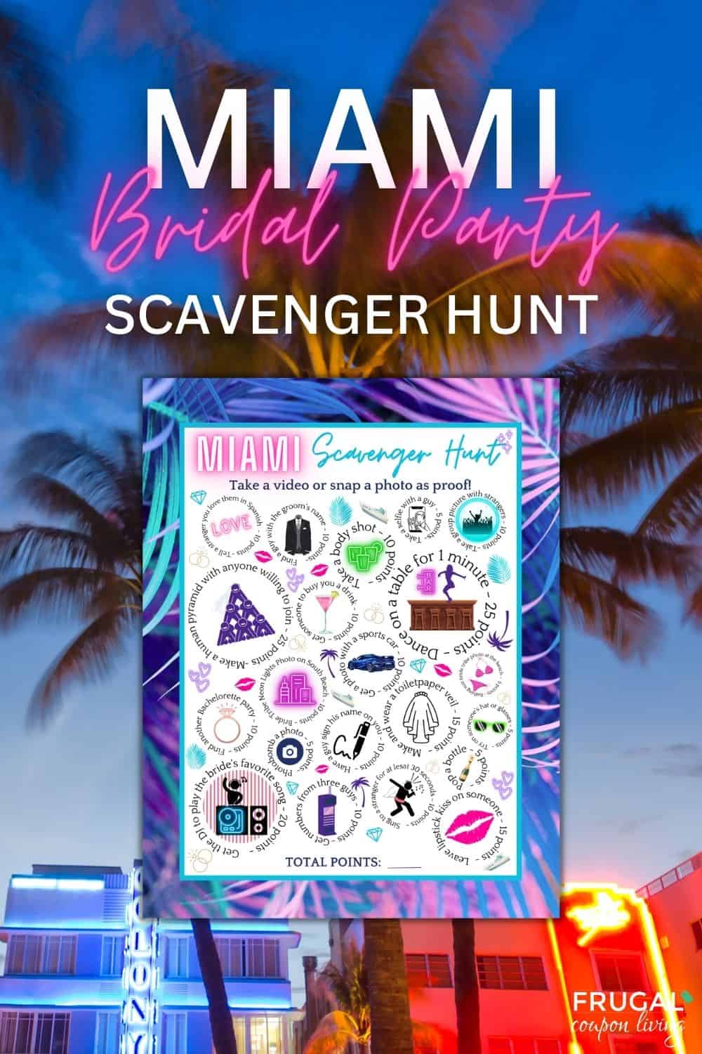 miami bachelorette scavenger hunt printable pdf