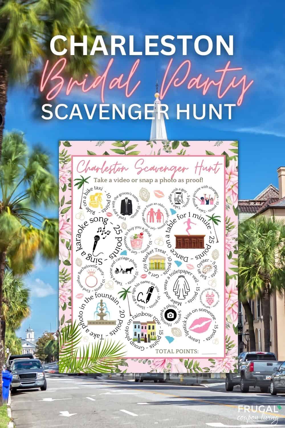 printable bachelorette scavenger hunt for charleston nc