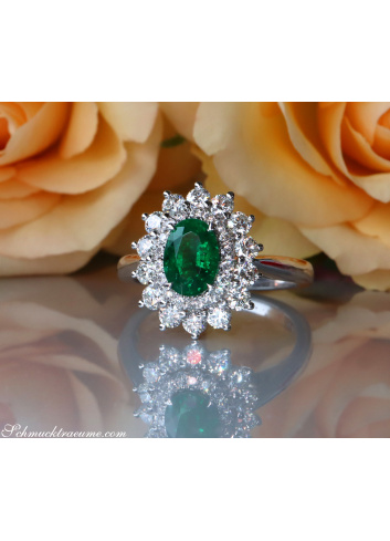 Emerald Ring with diamonds Entourage, white gold 750