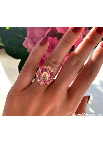 Morganite Ring with Pink sapphire and diamonds