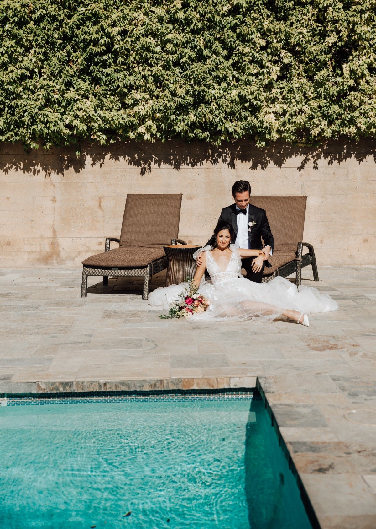 poolside wedding shoot