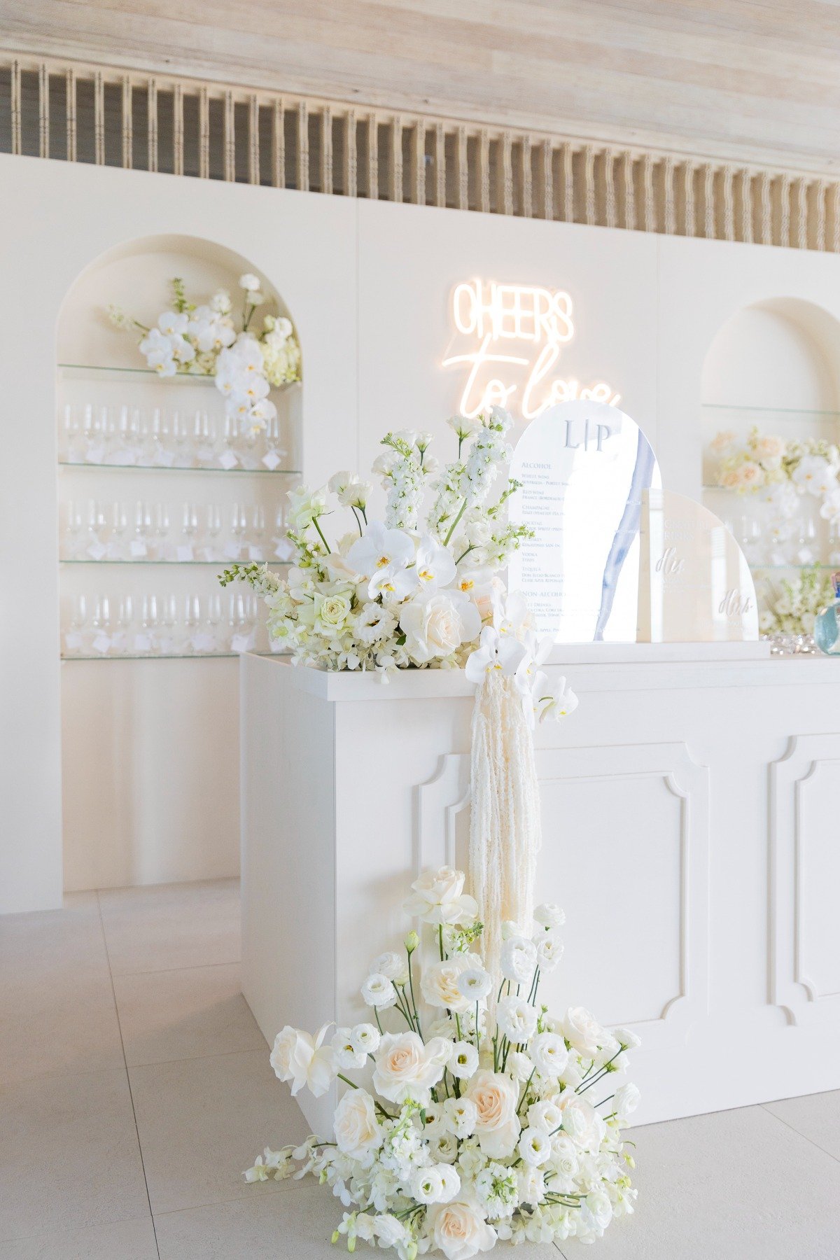 All white elegant wedding reception 