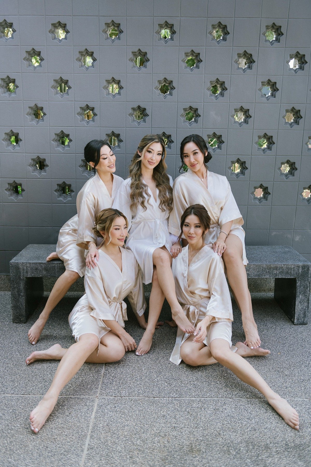 Gorgeous bride and bridesmaids at Thai wedding