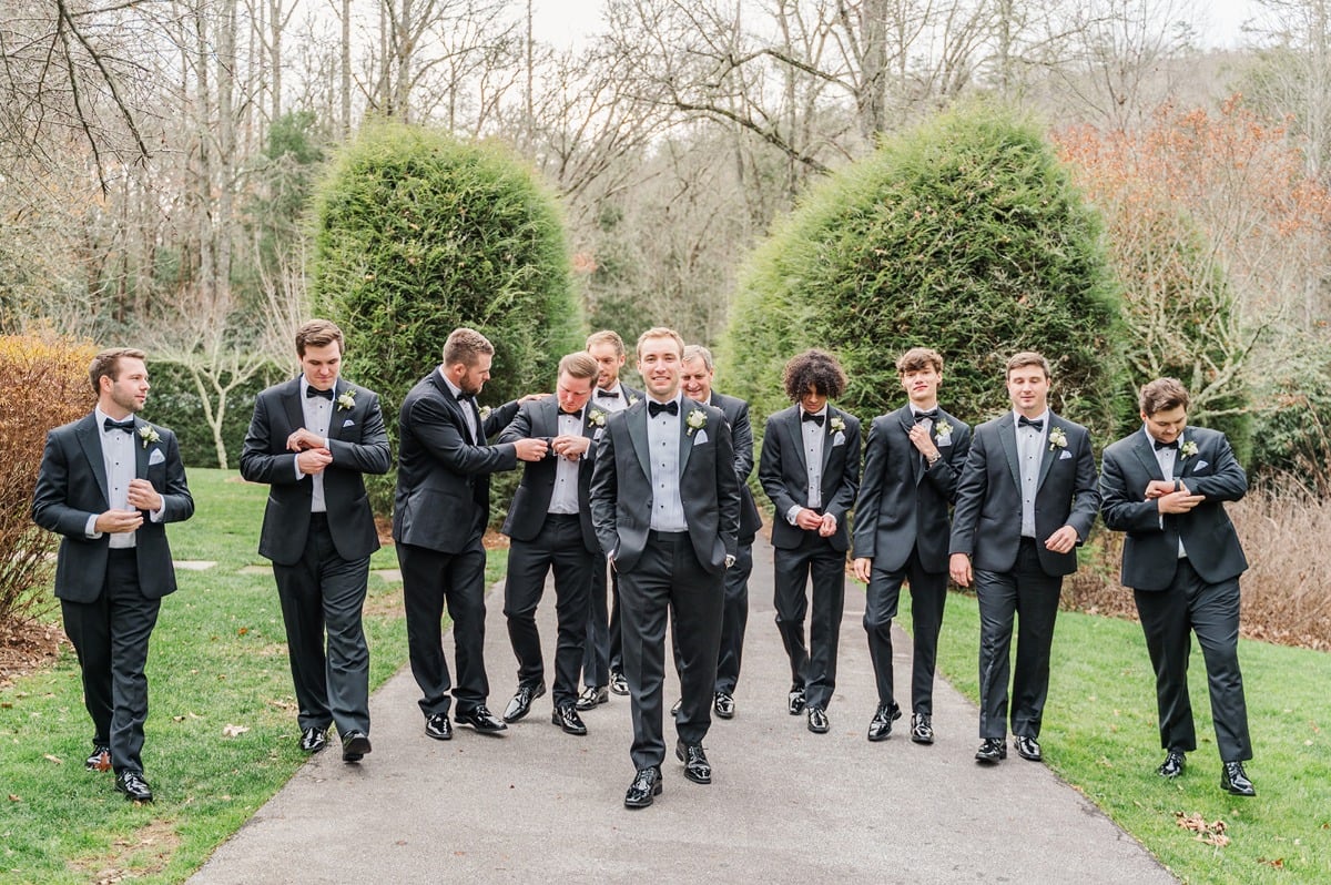 Monochrome groomsmen suits 