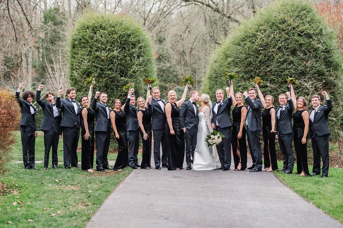 Black and white bridal party attire