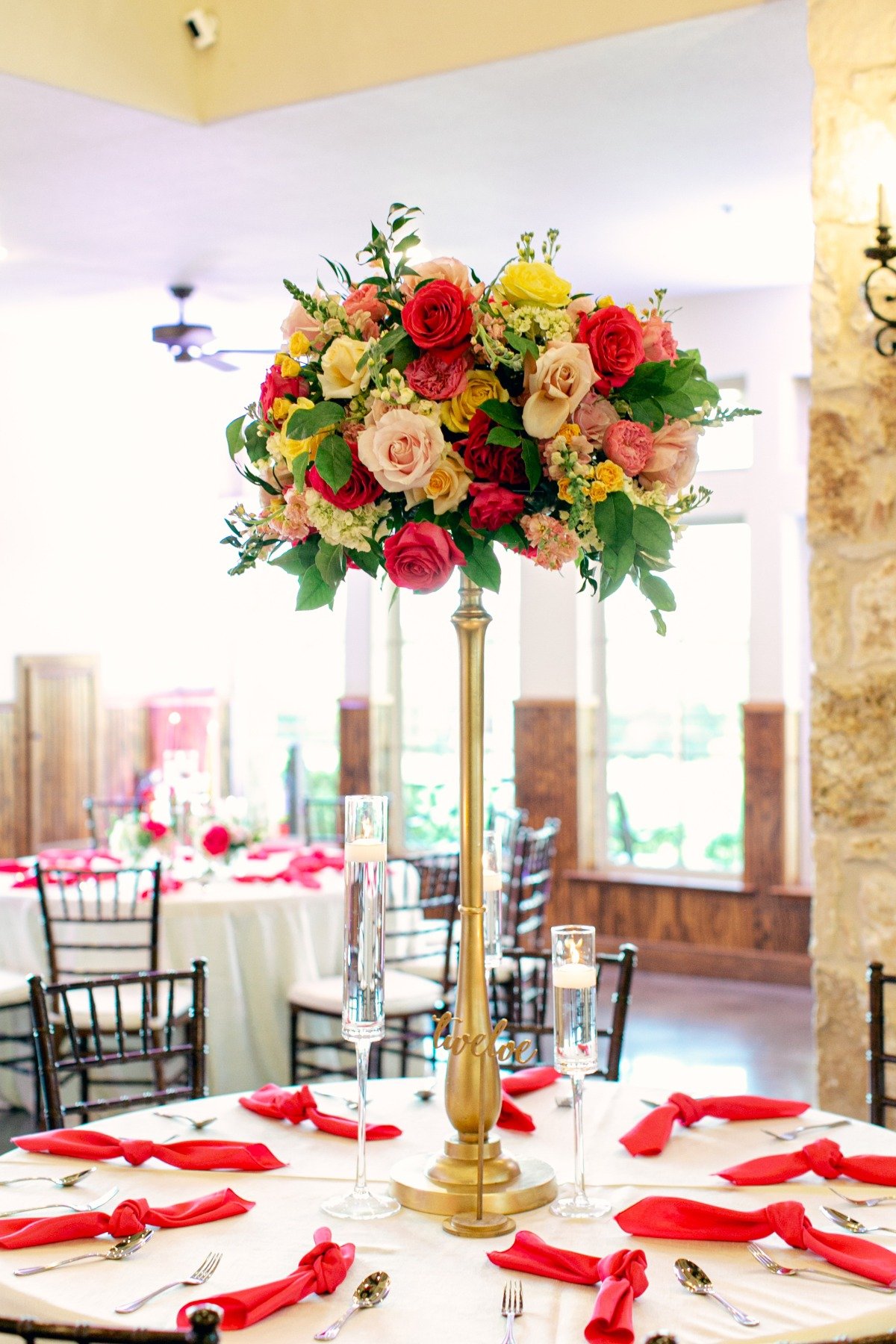 gold accents for reception decor