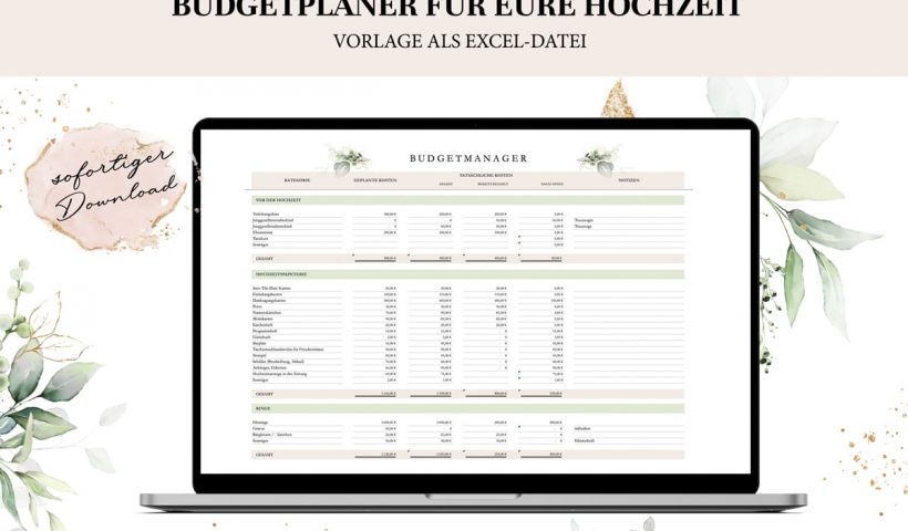 Wedding budget excel templates