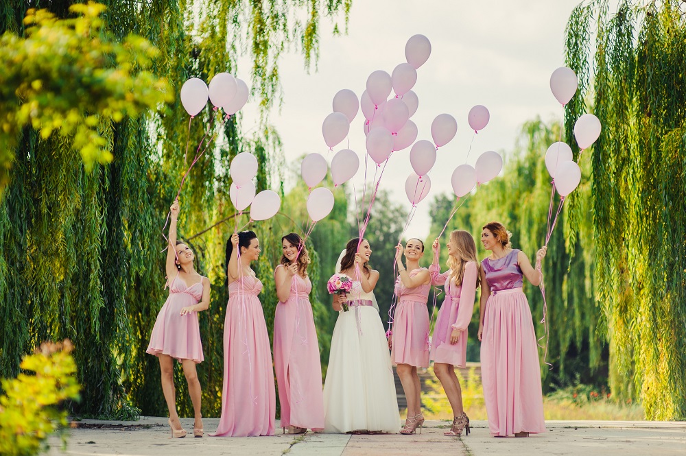 Bride with bridesmaids