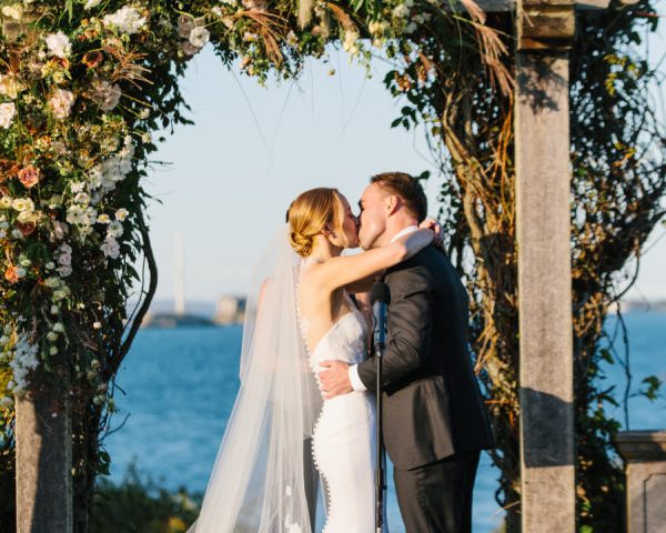 A Golden-Toned Autumn Wedding on the Coast with Lanterns Instead of Flowers