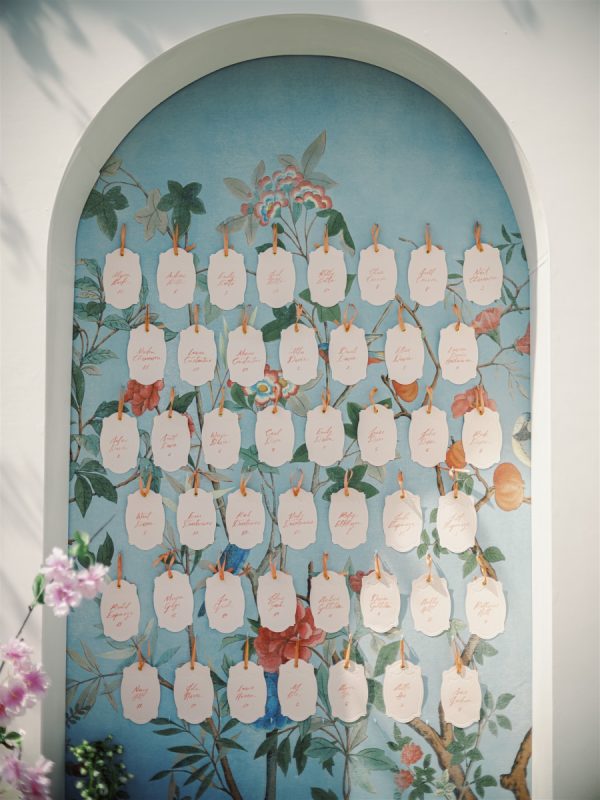 An Escort Card Display Inspired by the Iconic Gucci Wallpaper