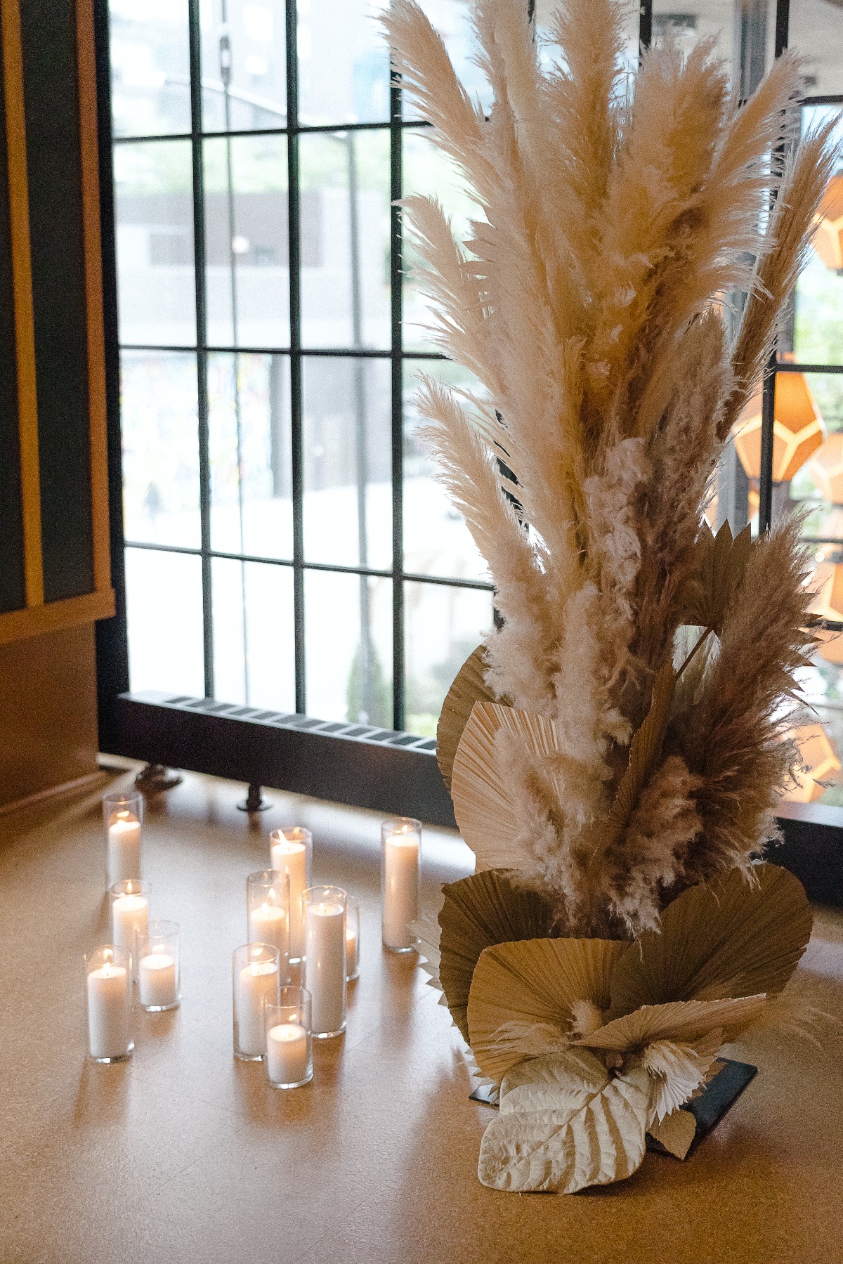 boho pampas grass arch 