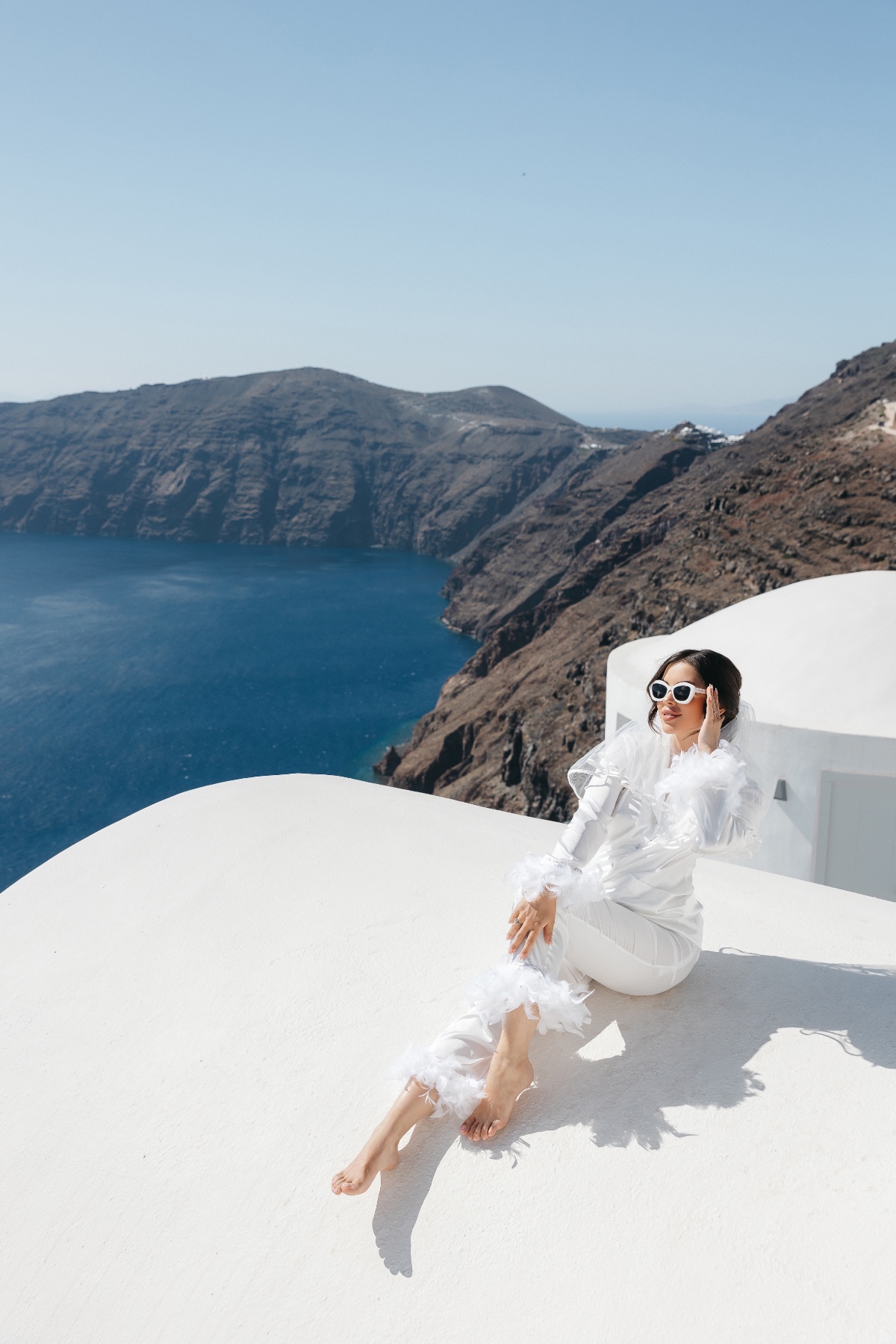 Chic bride in luxury pajamas