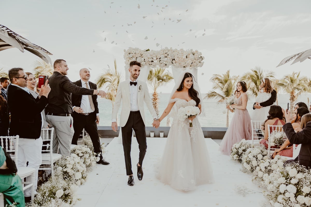 Flower petal newlywed recessional 