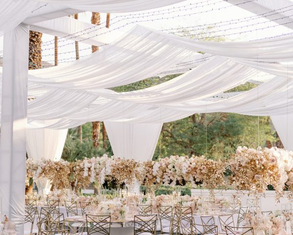 A Desert Wedding With Hanging Flowers, Gilded Blooms and Countless Fun Surprises!