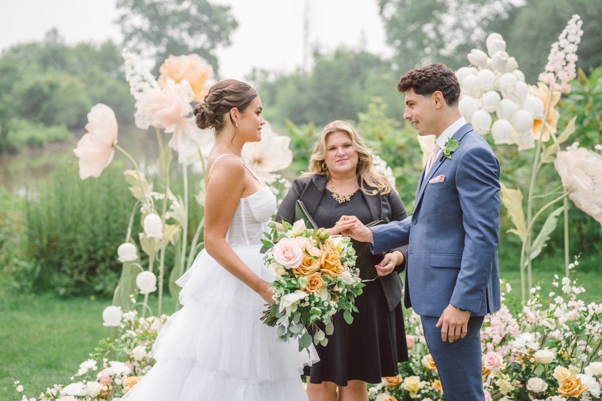 Silk flower wedding ceremony 