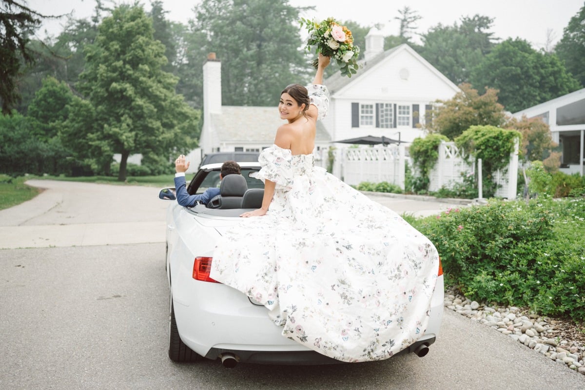 White convertible at Canadian estate 