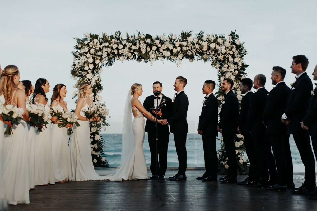 square tropical floral arch