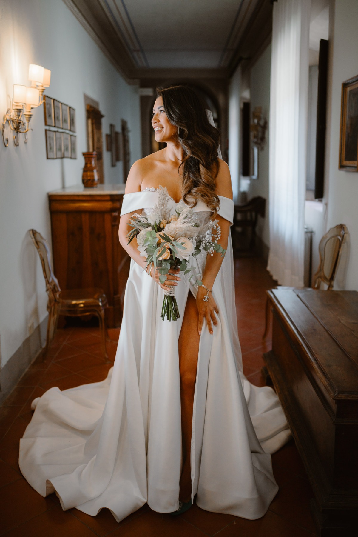 sweetheart off the shoulder wedding dress