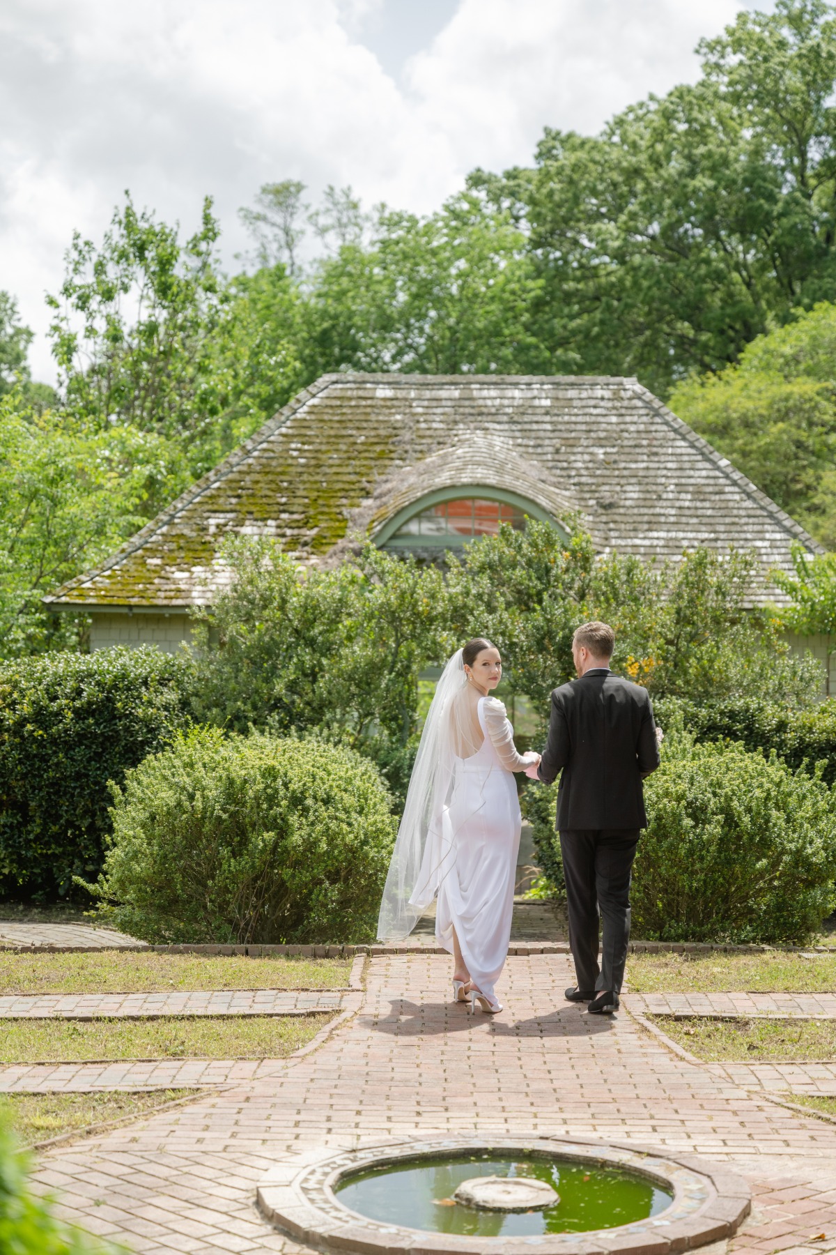 Timeless garden wedding newlyweds 