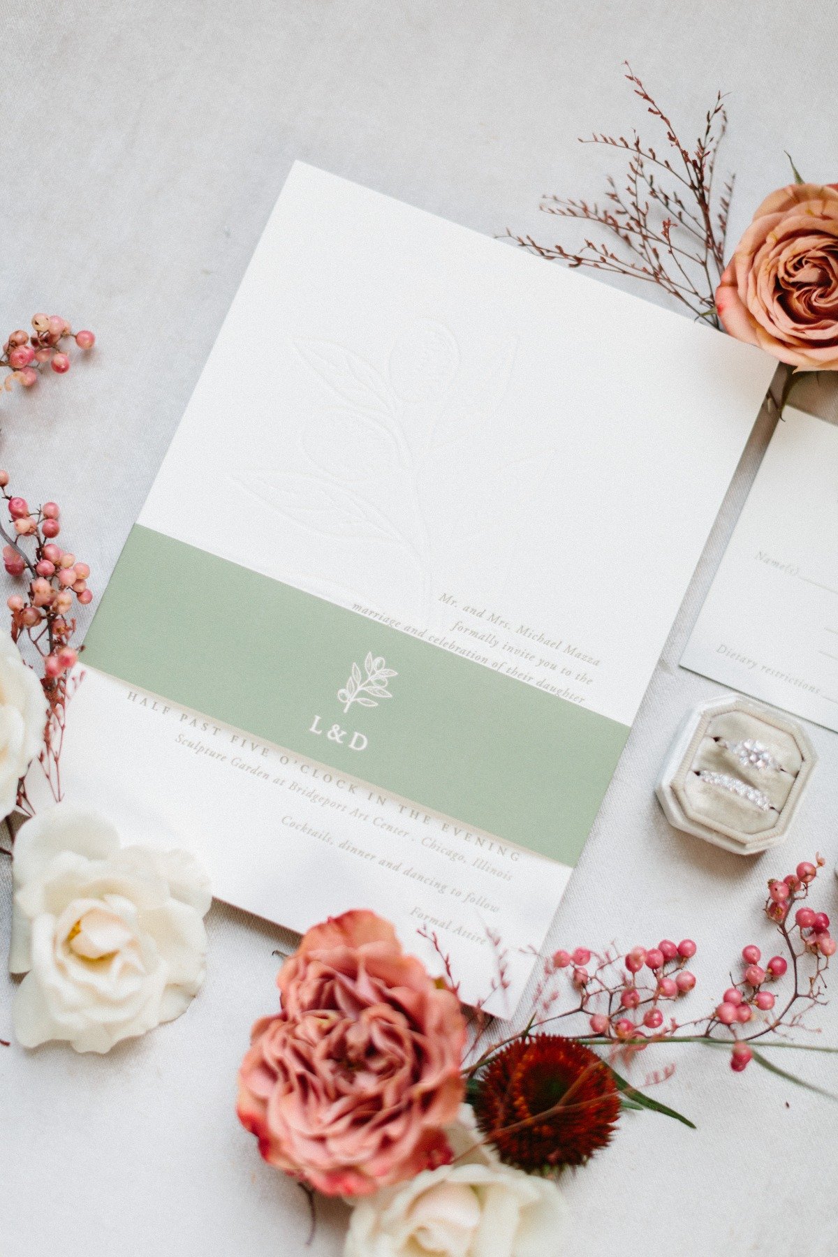 Minimalist fall wedding invitations 