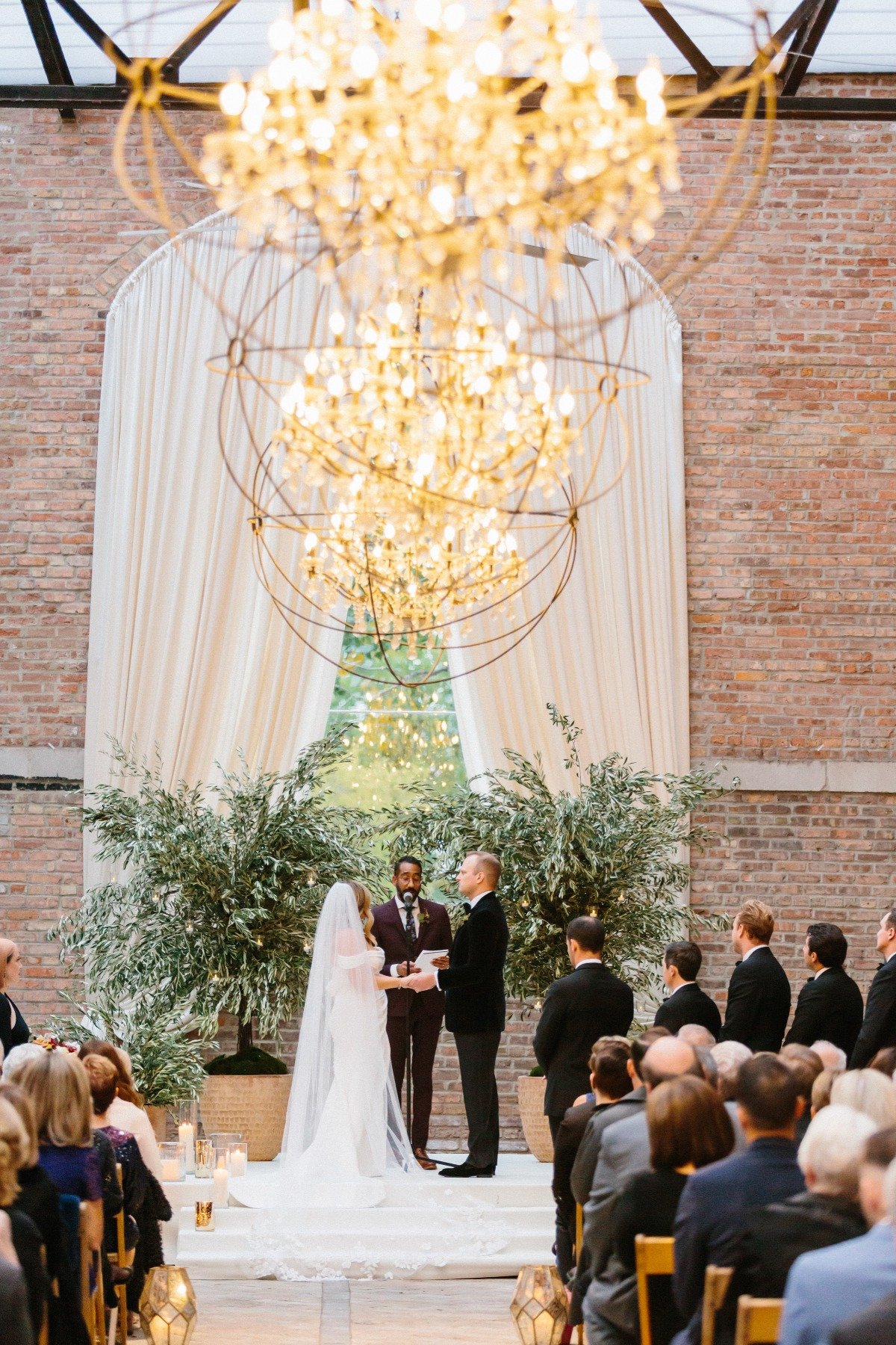 Rustic industrial wedding ceremony