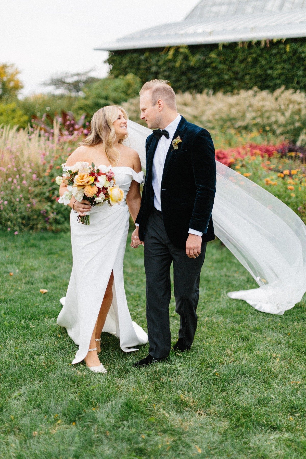 Garden bride with romantic veil 