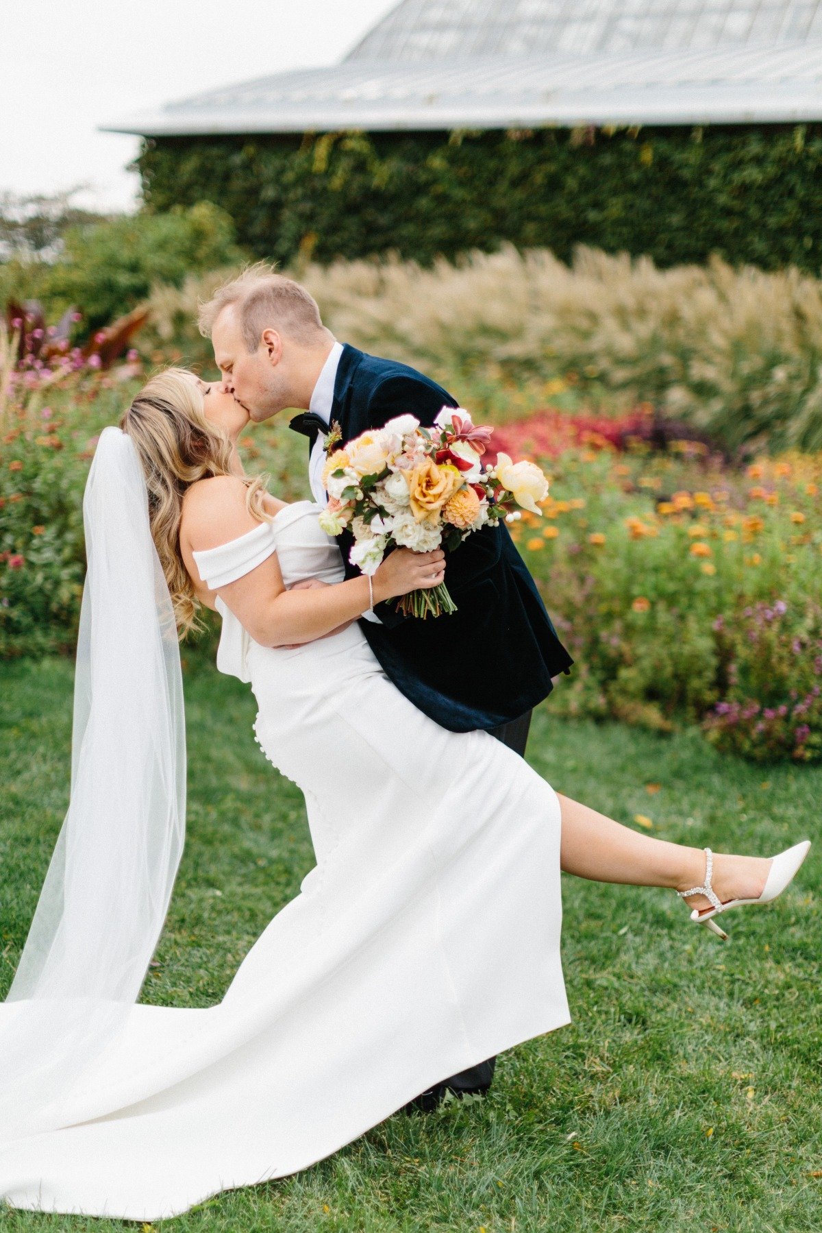 Classic groom dipping bride 