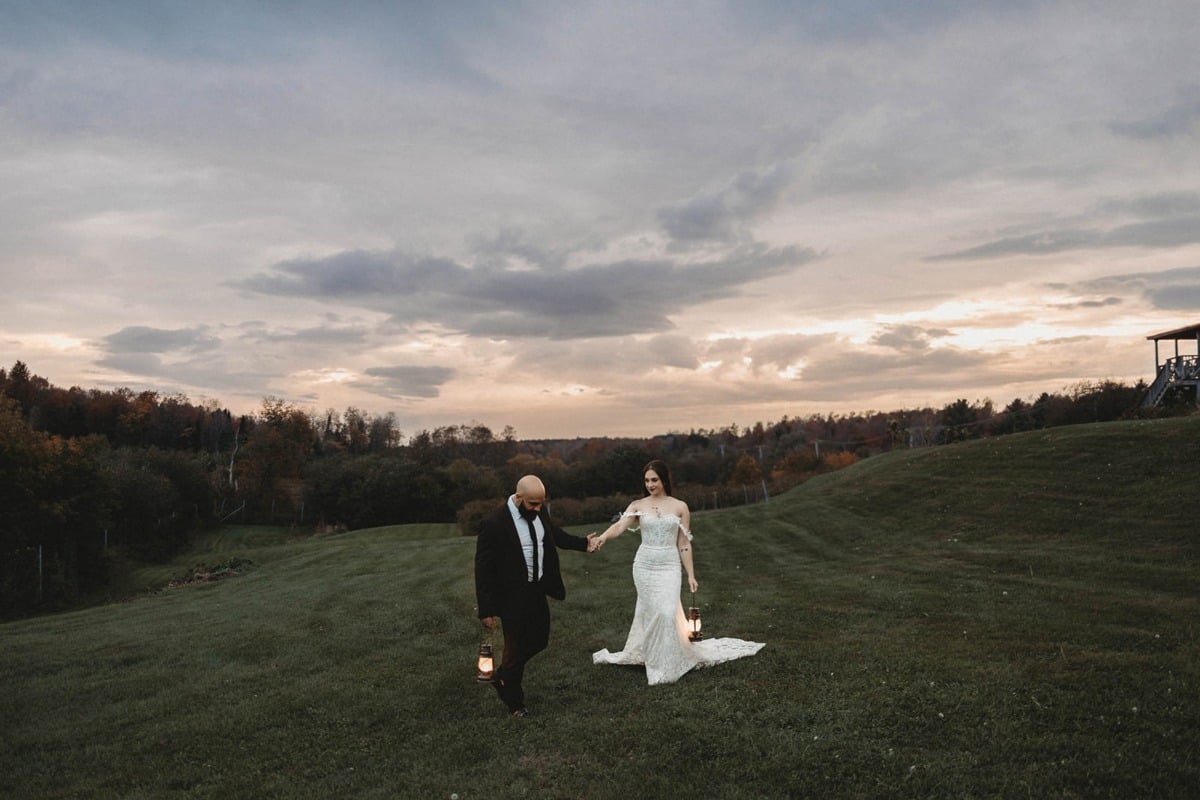 Blue hour wedding portraits 