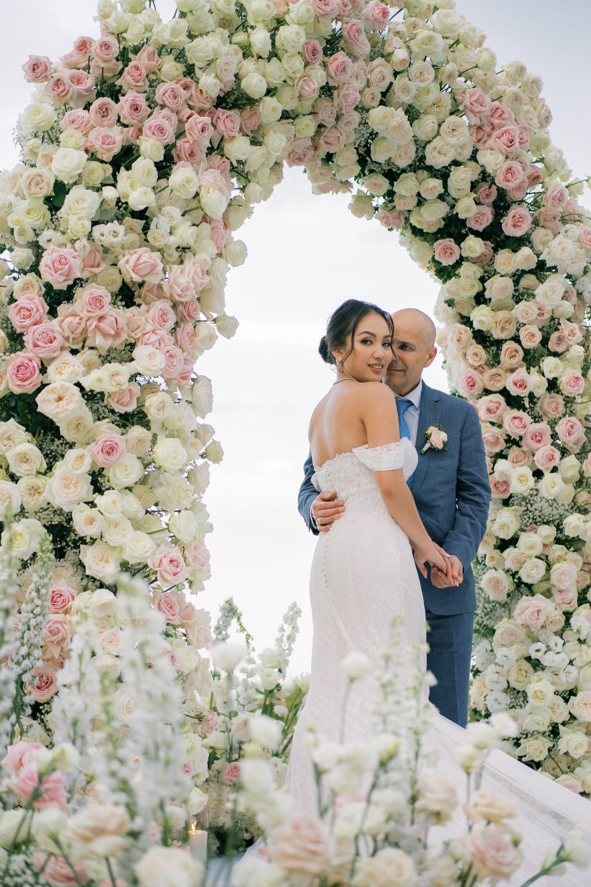 Large floral ceremony backdrop 