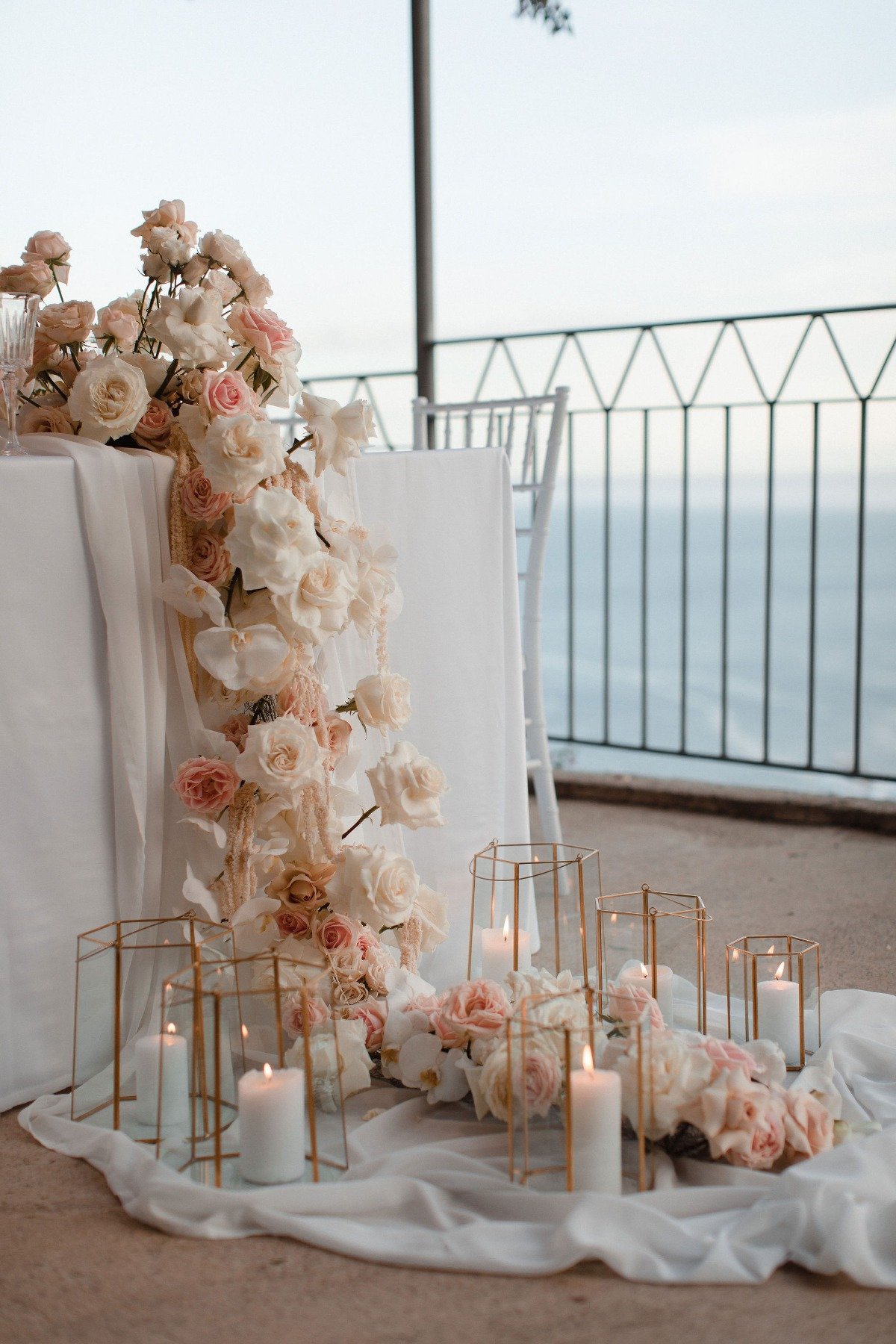 shades of pink and white floral tablerunner