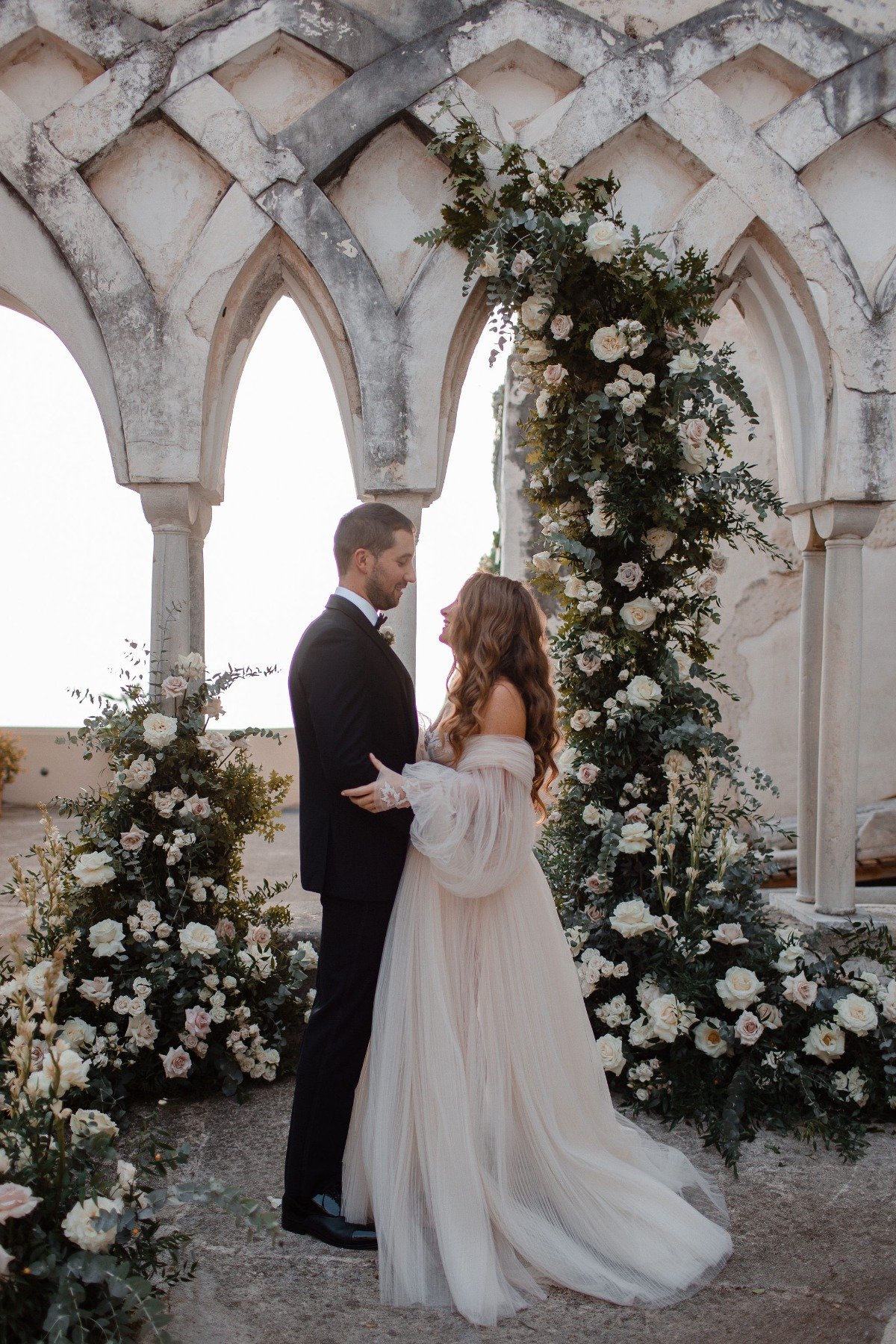 A sea of string lights floated in the night at this Amalfi wedding