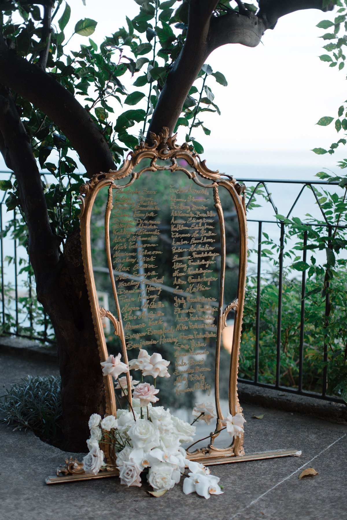 handwritten mirror seating chart