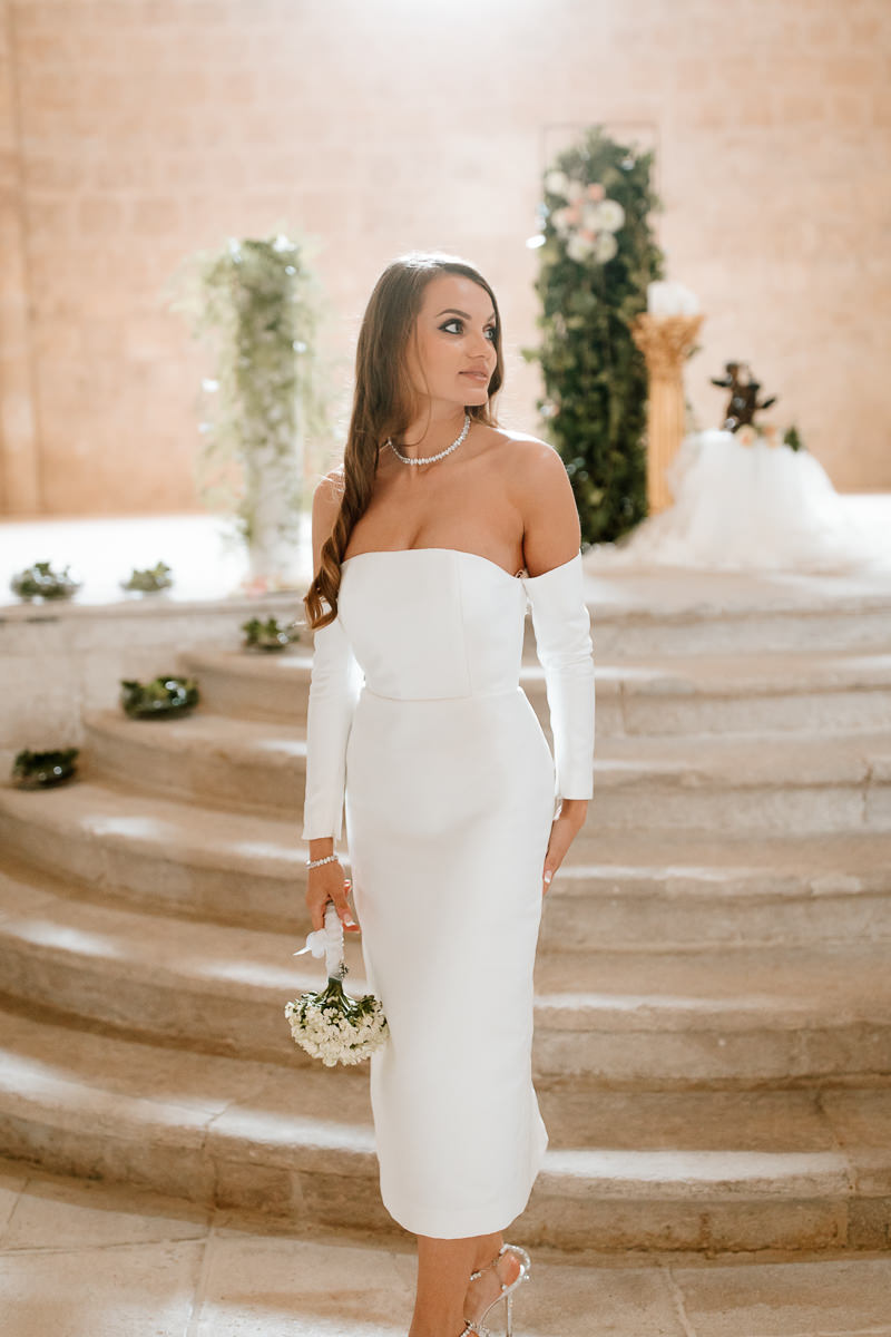 midi length wedding dress